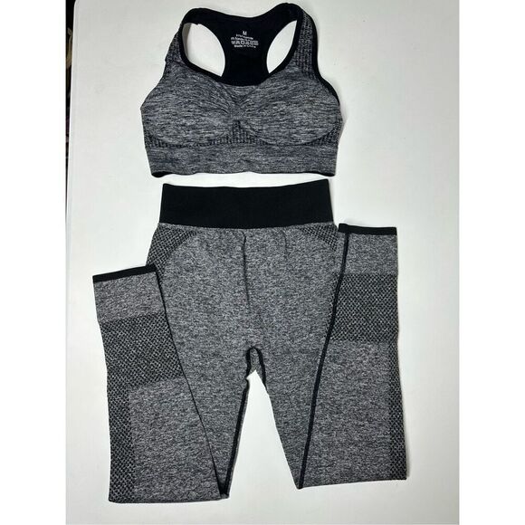 SHEIN Pants - Shein Yoga Set Of Padded Top & Leggings Gray Black Size M